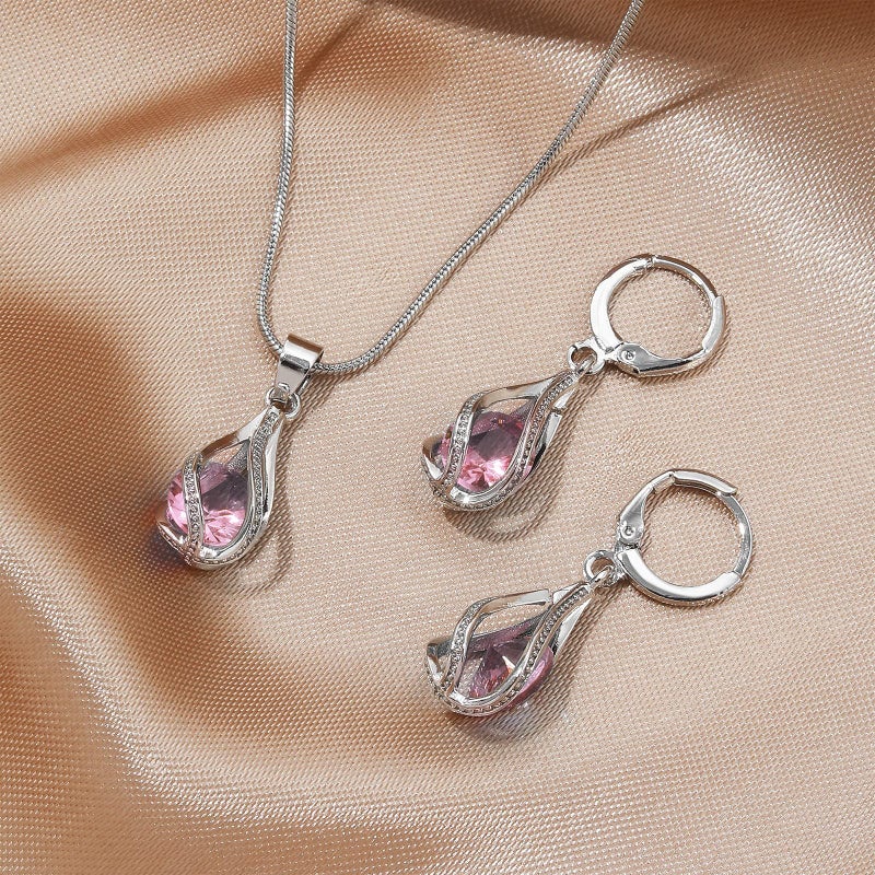 IFKM Silver Jewelry Sets for Women Rhinestone Crystal CZ Bridal Bridesmaid Accessories Necklace Earrings set for Wedding Prom Anniversary Birthday Gifts - Image 3
