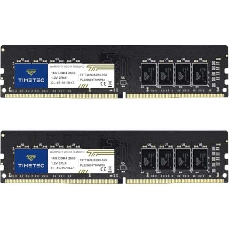 Premium 32GB KIT 2x16GB DDR4 2666MHz (PC4-2666V) PC4-21300 UDIMM Desktop RAM 288-Pin 1.2V CL19 Non-ECC Unbuffered DIMM Memory Module Upgrade - Image 1
