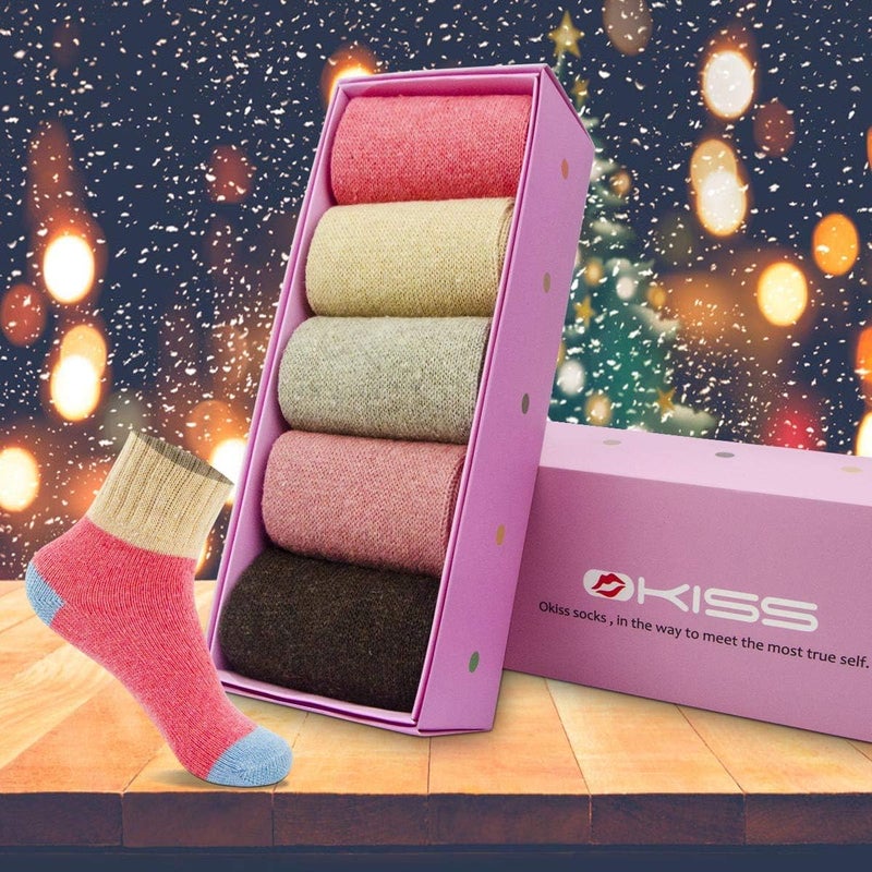 FYC Socks for Women - Stocking Stuffers Gifts for Women - Warm Thick Soft Wool Cozy Crew Socks Christmas Gifts for Woman - Image 2