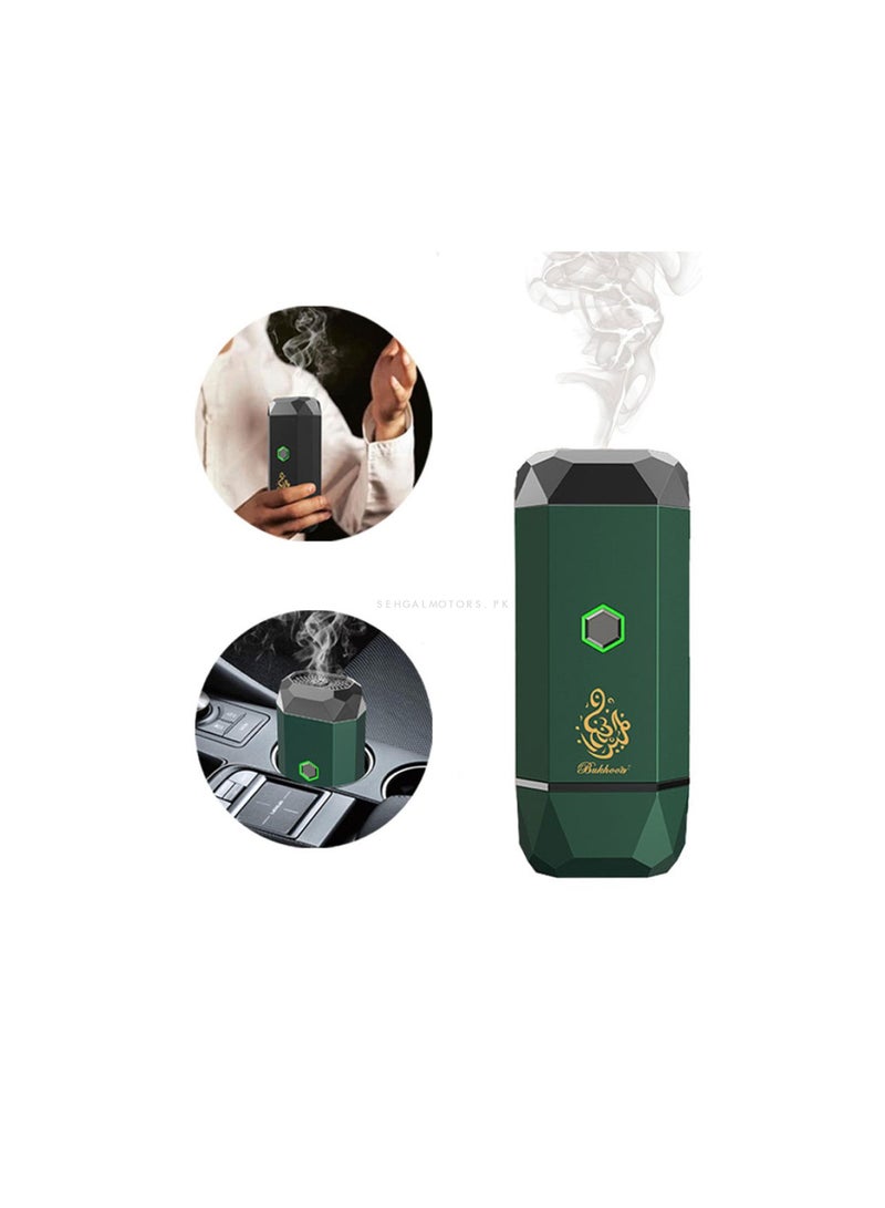 Bukhoor B16 Smart Electric Diffuser Incense Burner Rechargeable Portable USB Type-C Power Green  - Image 3
