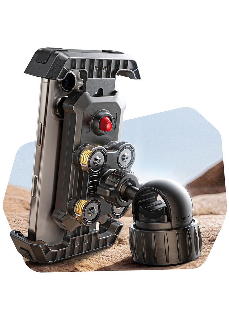 Auger Bike Phone Holder, 360° Rotation & Anti-Vibration Quick Release Motorcycle Phone Mount, Bicycle Phone Holder, Handlebar Phone Mount, Scooter Ebike Accessories, Bicycle Accessories, for iPhone Samsung Google Pixel, Black - Image 1