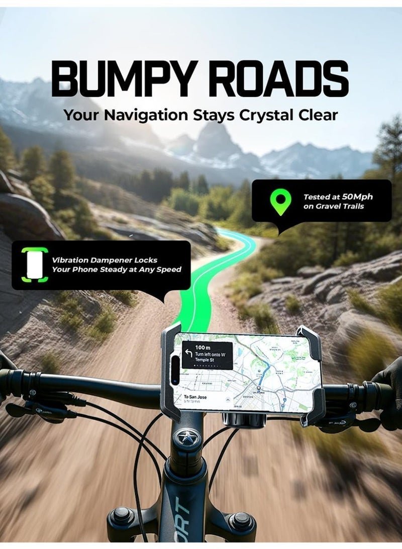 Auger Bike Phone Holder, 360° Rotation & Anti-Vibration Quick Release Motorcycle Phone Mount, Bicycle Phone Holder, Handlebar Phone Mount, Scooter Ebike Accessories, Bicycle Accessories, for iPhone Samsung Google Pixel, Black - Image 4