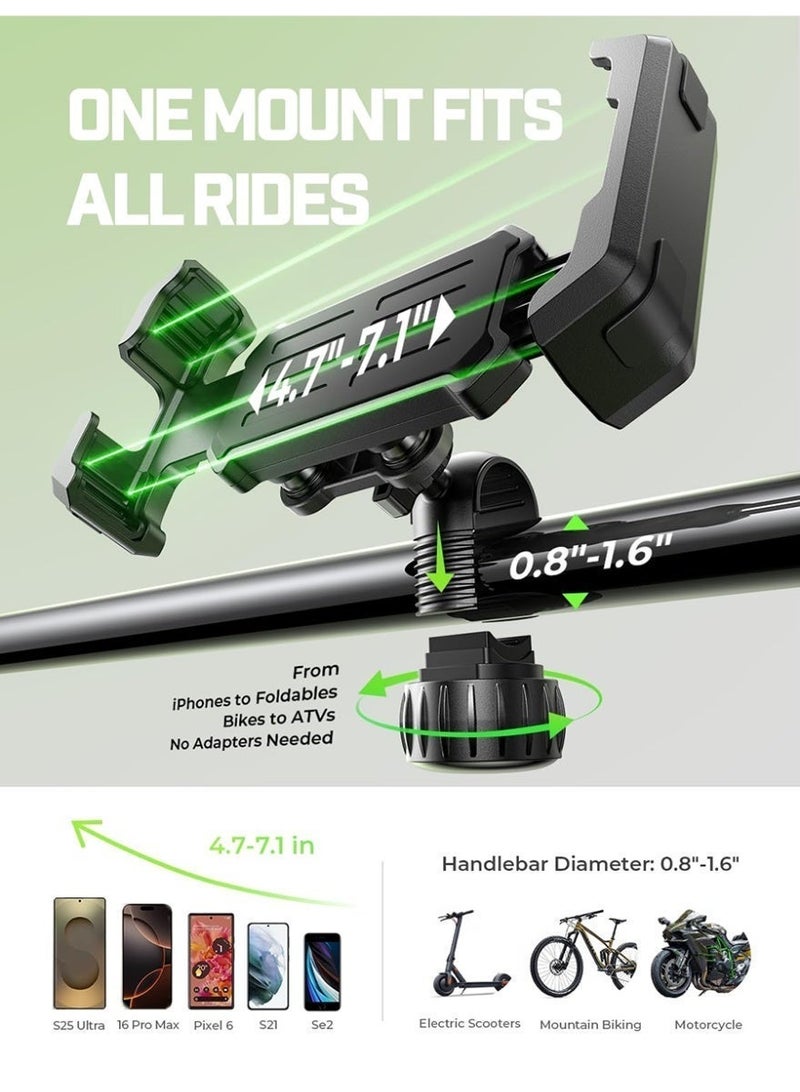 Auger Bike Phone Holder, 360° Rotation & Anti-Vibration Quick Release Motorcycle Phone Mount, Bicycle Phone Holder, Handlebar Phone Mount, Scooter Ebike Accessories, Bicycle Accessories, for iPhone Samsung Google Pixel, Black - Image 5