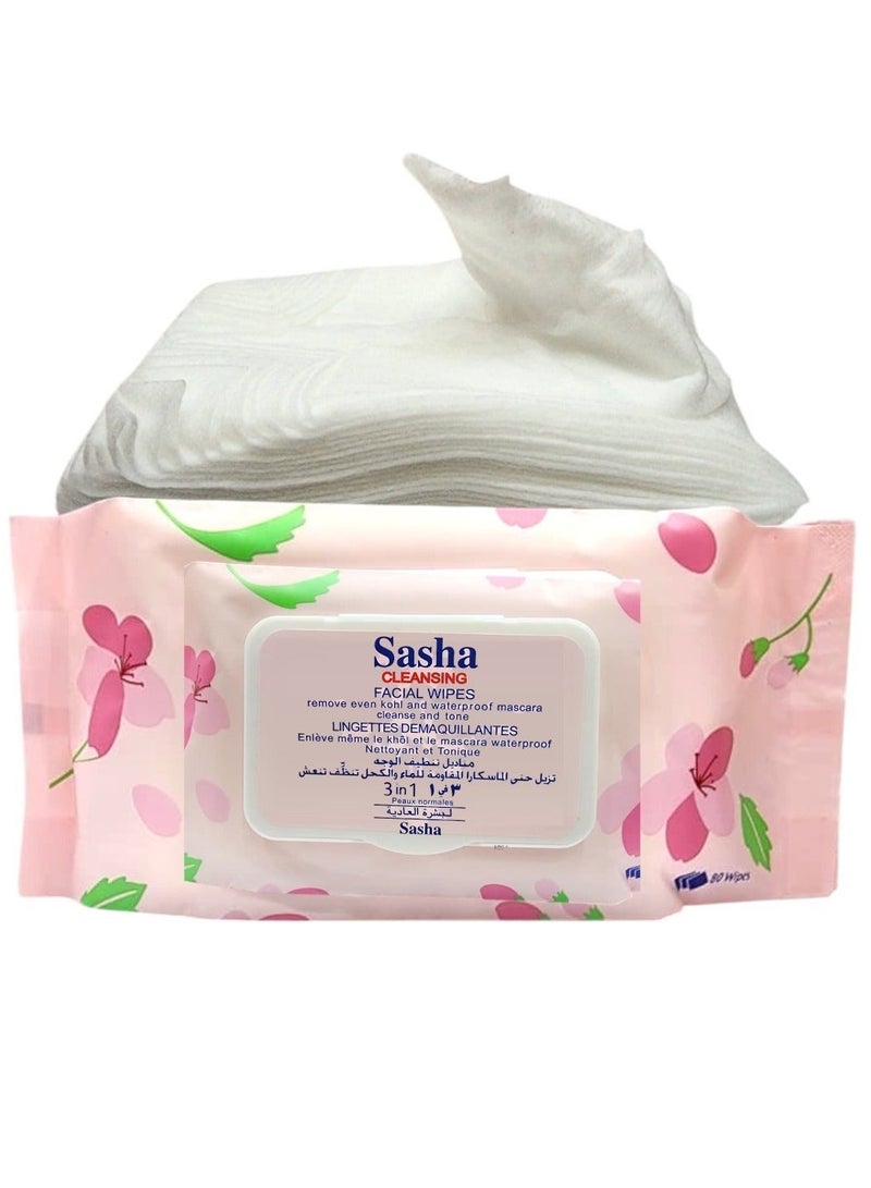 Sasha 80-Piece Make Up Remover Wet Wipes White - Image 2