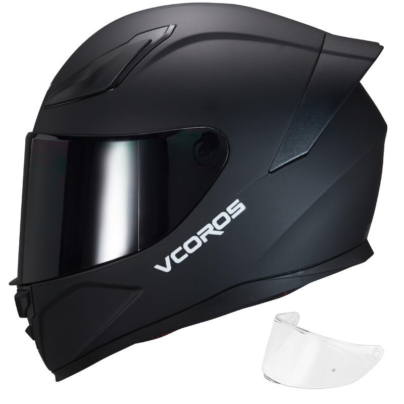VCOROS Full Face Motorcycle Helmet for Unisex-Adults DOT Approved WS-609 Motorbike Street Bike Racing Helmets with Visor(Matte Black-B, Large) - Image 1