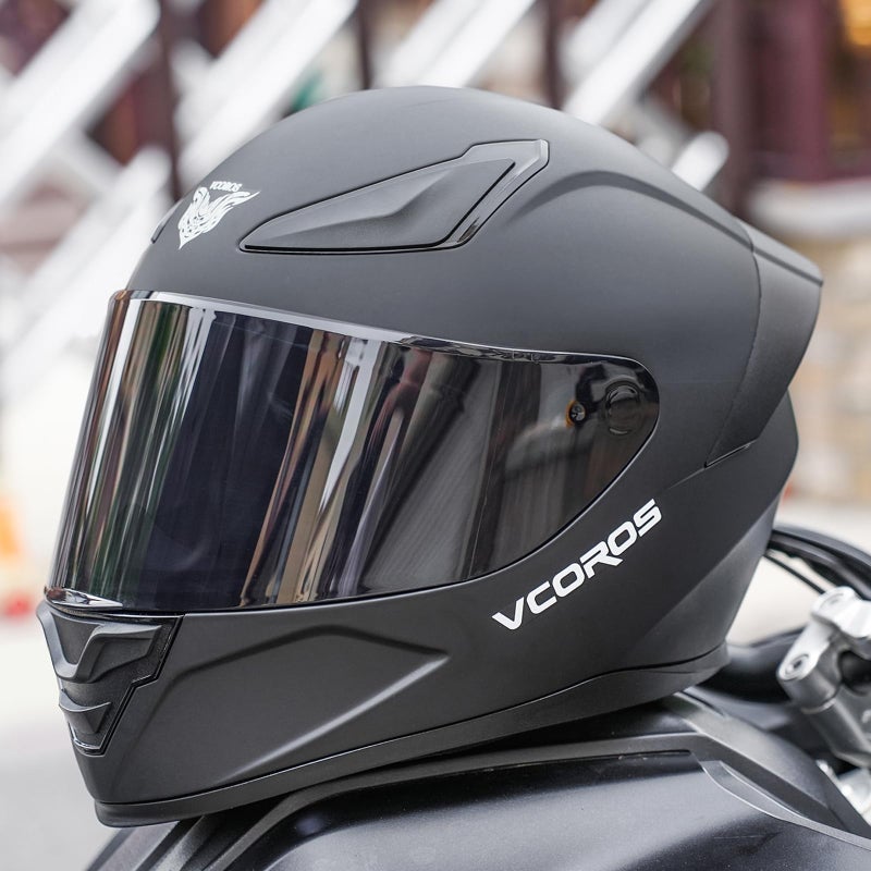 VCOROS Full Face Motorcycle Helmet for Unisex-Adults DOT Approved WS-609 Motorbike Street Bike Racing Helmets with Visor(Matte Black-B, Large) - Image 4