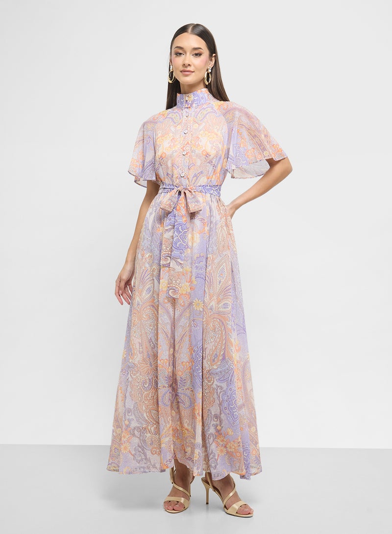 ELLA Paisley Chiffon Maxi Dress - Image 1