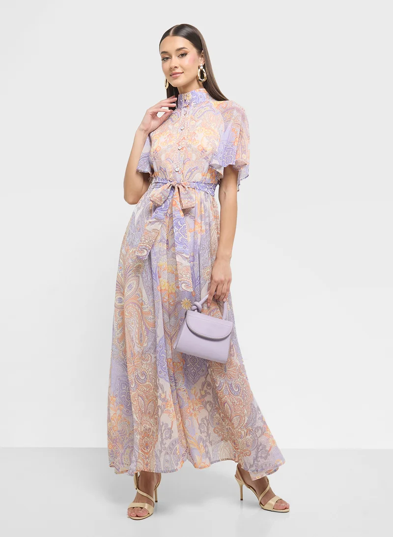 ELLA Paisley Chiffon Maxi Dress