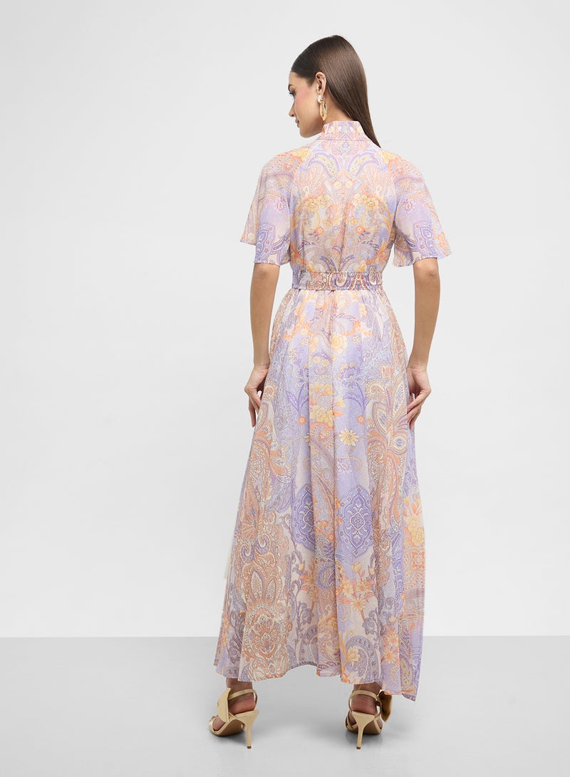 ELLA Paisley Chiffon Maxi Dress - Image 2