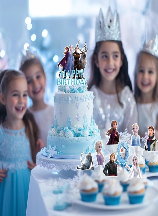 نيو بارلي 9 قطع من زينة تزيين كعكة عيد الميلاد السعيد، زينة كب كيك زرقاء للاحتفالات - Image 2