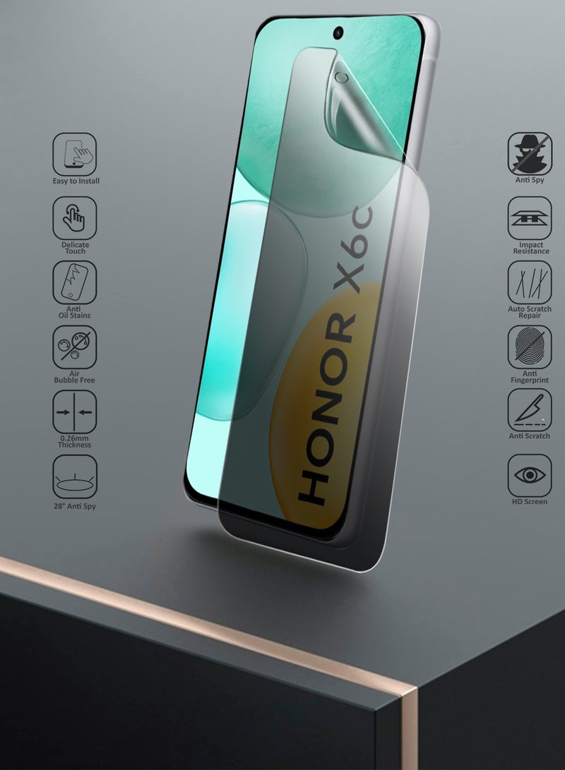 دبليو تيك شاشة حماية رقيقة ومرنة مضادة للتجسس / مضادة للخصوصية من هيدر جيل بسمك 4G لعام 2025 مخصصة لجهاز Honor X6c (MSHFMP) - شفافة - Image 2