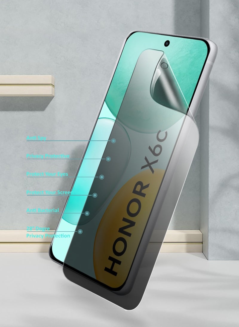دبليو تيك شاشة حماية رقيقة ومرنة مضادة للتجسس / مضادة للخصوصية من هيدر جيل بسمك 4G لعام 2025 مخصصة لجهاز Honor X6c (MSHFMP) - شفافة - Image 3