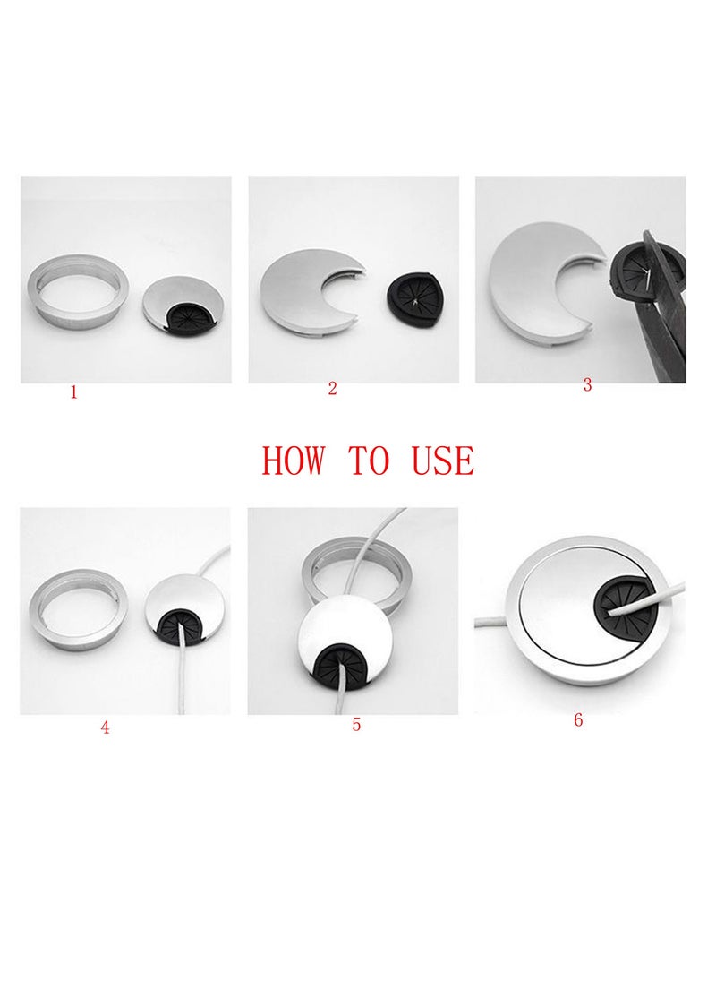 Generic 2PCS Cable Grommet Zinc Alloy Desk Table Grommet Cable Grommets Hole Cover for Office PC Desk Cable Cord Organizer  - Image 3