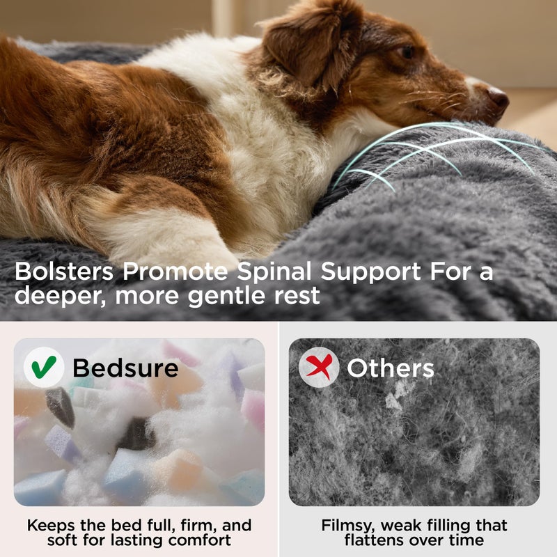 Bedsure Calming Dog Bed for Extra Large Dogs - 45in Donut Washable Large Pet Bed, Anti-Slip ï¼†Removable Cover,420GSM Round Anti-Anxiety Fluffy Plush Faux Fur, Fits up to 100lbs Pets,Plus Version - Image 2