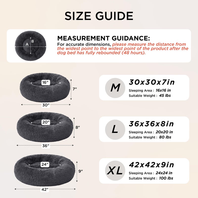 Bedsure Calming Dog Bed for Extra Large Dogs - 45in Donut Washable Large Pet Bed, Anti-Slip ï¼†Removable Cover,420GSM Round Anti-Anxiety Fluffy Plush Faux Fur, Fits up to 100lbs Pets,Plus Version - Image 5