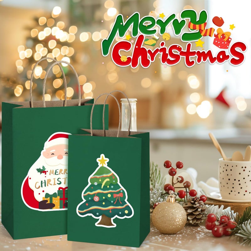 BagDream Forest Green Gift Bags with Handles 5.25x3x8 Inch 25Pcs Small Kraft Paper Gift Bags for Christmas, Thanksgiving, Craft, Outings, Party Favors, Retail, Grocery, Recyclable - Image 5