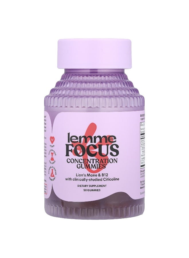 Lemme, Focus, Concentration Gummies, Strawberry, 50 Gummies (Packaging may vary) - Image 1
