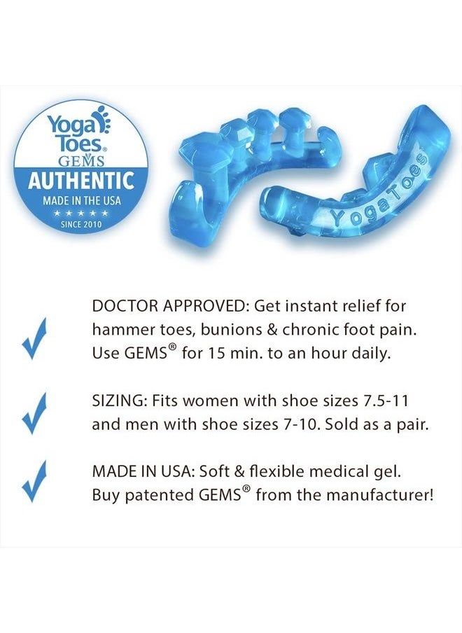 Yoga Toes - YogaToes GEMS: Gel Toe Stretcher & Toe Separator - America's Choice for Fighting Bunions, Hammer Toes, & More! - Image 1