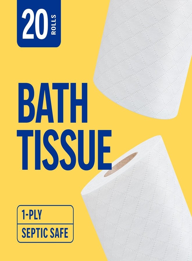 Perk 1-Ply Toilet Paper, Septic Safe Tissue Rolls, 1,000-Sheets Per Roll, 20-Pack, White - Image 3