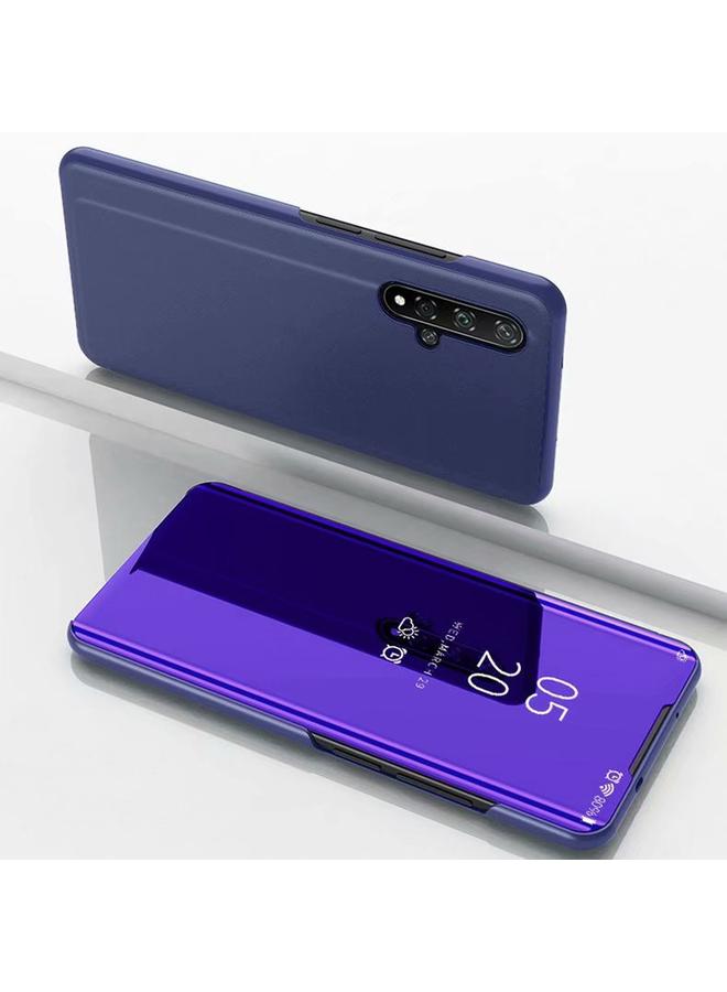 زبون جراب جلدي أفقي قابل للطي مع مرآة مطلية بالكهرباء لهاتف Huawei Honor 20 مع حامل - Image 1