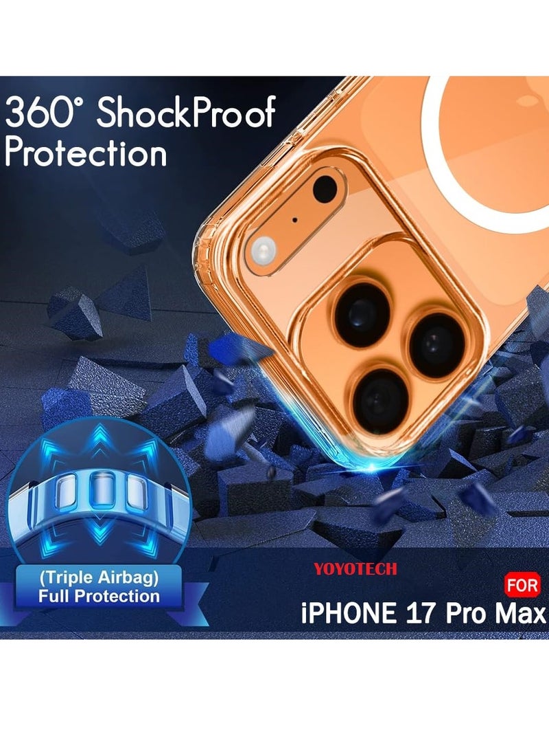 يويو تيك جراب iPhone 17 Pro Max مغناطيسي شفاف متوافق مع MagSafe، رفيع مضاد للصفرة، حماية من السقوط من الدرجة العسكرية - شفاف للغاية - Image 3