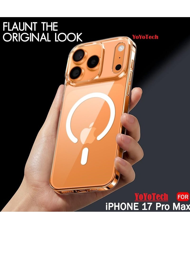 يويو تيك جراب iPhone 17 Pro Max مغناطيسي شفاف متوافق مع MagSafe، رفيع مضاد للصفرة، حماية من السقوط من الدرجة العسكرية - شفاف للغاية - Image 2