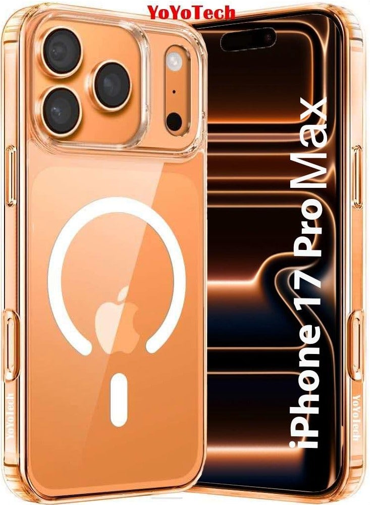 يويو تيك جراب iPhone 17 Pro Max مغناطيسي شفاف متوافق مع MagSafe، رفيع مضاد للصفرة، حماية من السقوط من الدرجة العسكرية - شفاف للغاية - Image 1