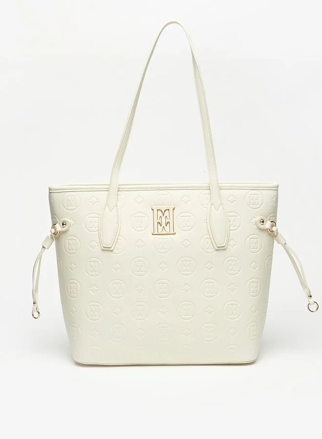 ELLE Elle Monogram Embossed Tote Bag with Zip Closure