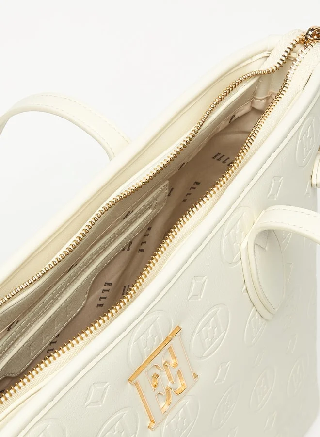 ELLE Elle Monogram Embossed Tote Bag with Zip Closure