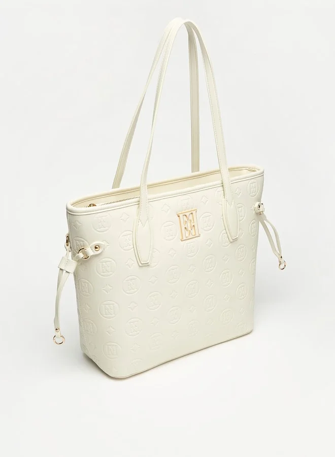 ELLE Elle Monogram Embossed Tote Bag with Zip Closure