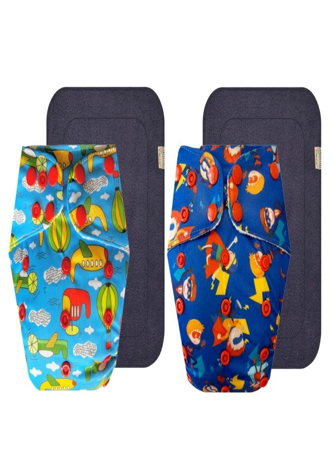 حفاضات قماشية فاخرة من دمبلدو مع حشوة رمادية (عبوة من قطعتين) | مضادة للحساسية | تسمح بمرور الهواء | سهلة التنظيف | تغيير حفاضات بدون قلق | من 3 أشهر إلى 3 سنوات | للجنسين - Image 1