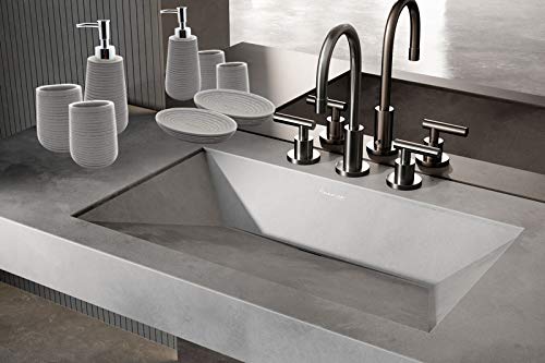 VOLO Resin Bathroom Accessories Set With Soap Dispenser, Tumbler, Soap Dish And Toothbrush Holder, Grey, (4 Piece) - Image 3