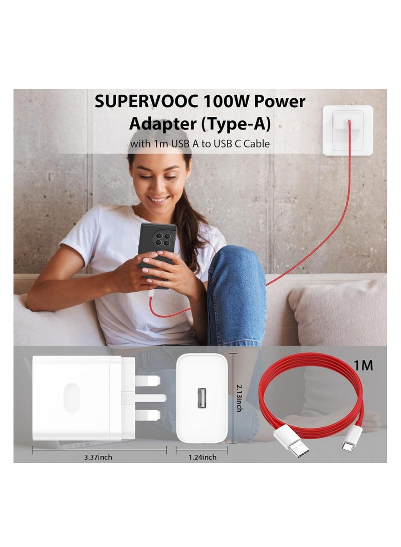 100W Supervooc Charger for Oneplus/Oppo/Realme, USB C Fast Charging Cable 3.3FT/6A, Vooc Plug and Power Adapter USB Wall Charger UK for OPPO Find X8 X7 X6 X5 Pro X5 X4  X3 Neo X2 Reno 13 12 F 12 Pro - Image 4
