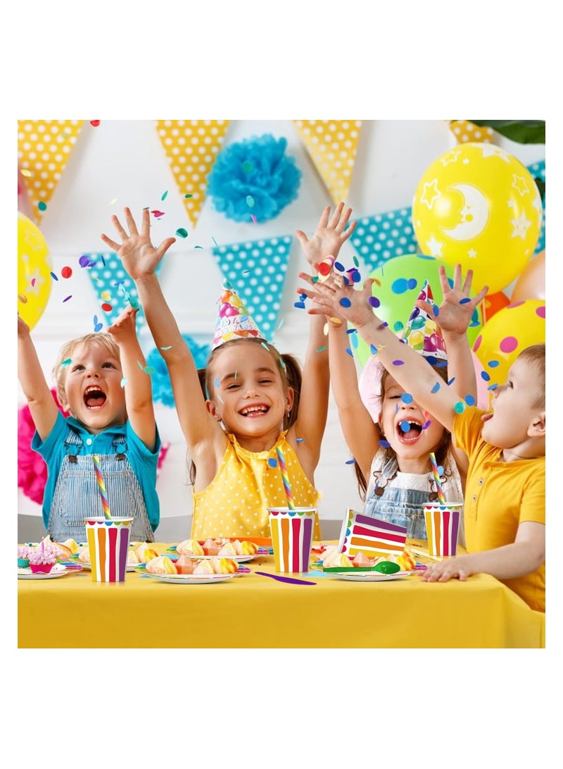 SOLARAE Rainbow Party Supplies Set - 90Pcs Birthday Plates and Napkins for Baby Showers and Birthday Celebrations, Perfect Decorations for Boys and Girls' Rainbow Themed Parties. - Image 3