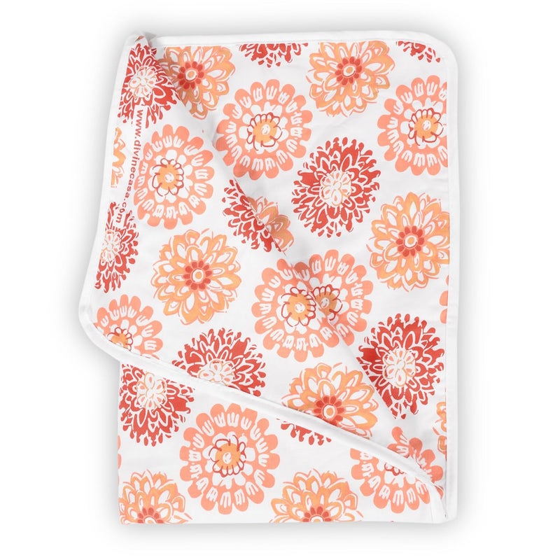 Divine Casa Floret 100 Cotton Single Kids Dohar 120 GSM Soft Lightweight Throw Blanket Cozy Breathable Bedding AllSeason Comfort 140 x 100 CM Red Orange