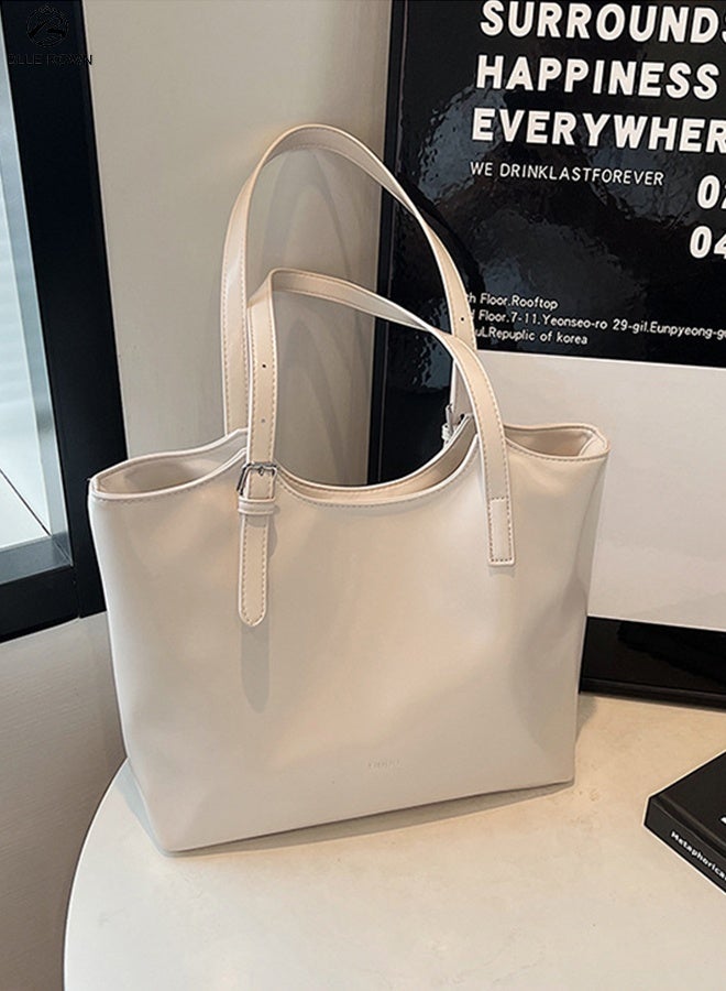 بليه روان شنطة توت نسائية كبيرة خفيفة شنطة كتف للعمل والتنقل اليومي والسفر مع جيب بسحاب وجيب داخلي - Image 1