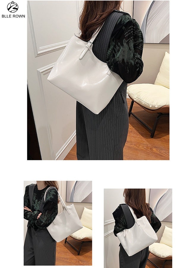بليه روان شنطة توت نسائية كبيرة خفيفة شنطة كتف للعمل والتنقل اليومي والسفر مع جيب بسحاب وجيب داخلي - Image 2
