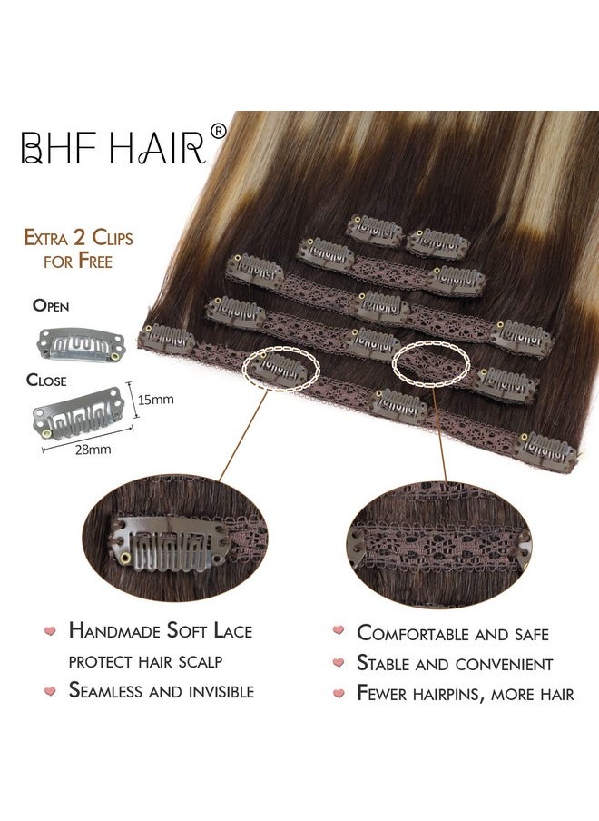 BHF HAIR - 14" Remy Human Hair Extensionswalnut Brown To Ash Brown And Bleach Blondehair Extensions, Double Weft Thickness To Ends, 100% Female Extensions, 6 Pack 70G / 2.45Oz. - Image 1