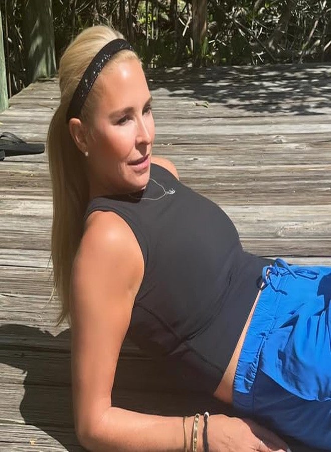 Sweaty Bands Womens Girl Headband - Non-Slip Velvet-Lined Sparkle Hairband - Viva Diva Black 1-Inch - Image 4