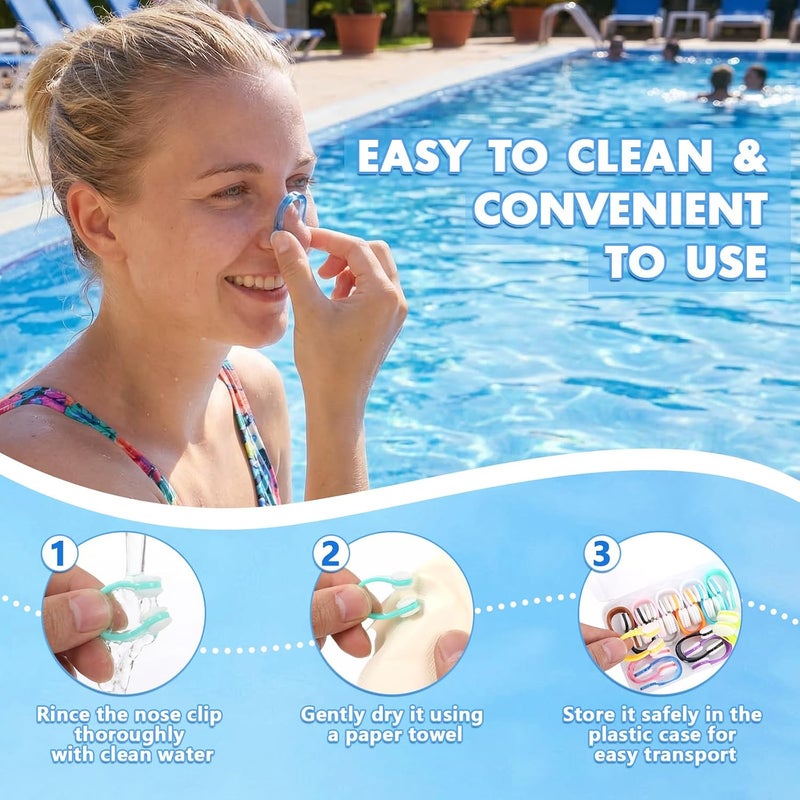 Pengxiaomei 15Pcs Swimming Nose Clips, Nose Plugs for Swimming with Waterproof Silica Gel for Kids (Age 7+) and Adults, Bright Colors - Image 4