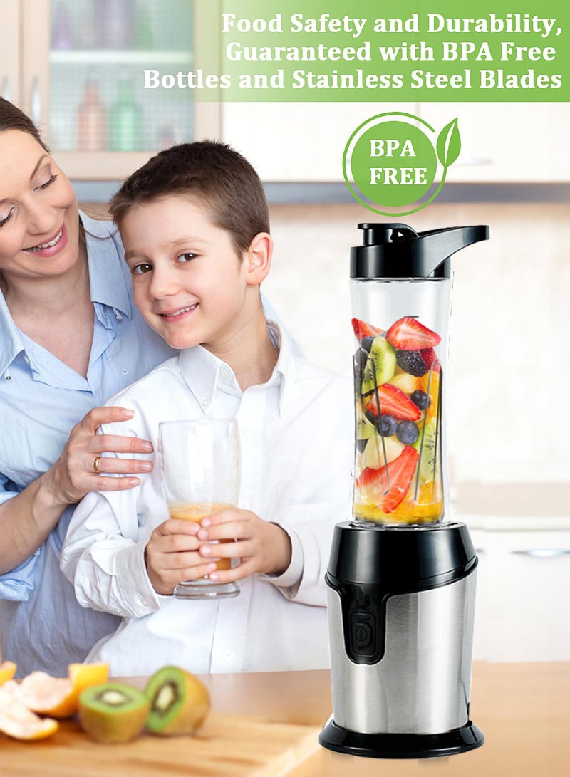 Bolivia's Sports Blender/Smoothie Maker, 5-Piece Set with 2×600ml BPA-Free Sports Bottles, 22,000 RPM Turbo Speed, Stainless Steel Blades for Ice & Frozen Fruits, 600W Powerful Motor, Ideal for Gym, Travel & Home - Image 3