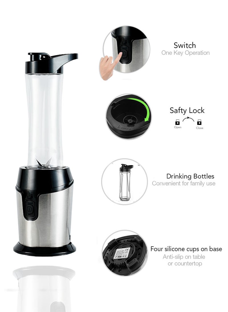 Bolivia's Sports Blender/Smoothie Maker, 5-Piece Set with 2×600ml BPA-Free Sports Bottles, 22,000 RPM Turbo Speed, Stainless Steel Blades for Ice & Frozen Fruits, 600W Powerful Motor, Ideal for Gym, Travel & Home - Image 4