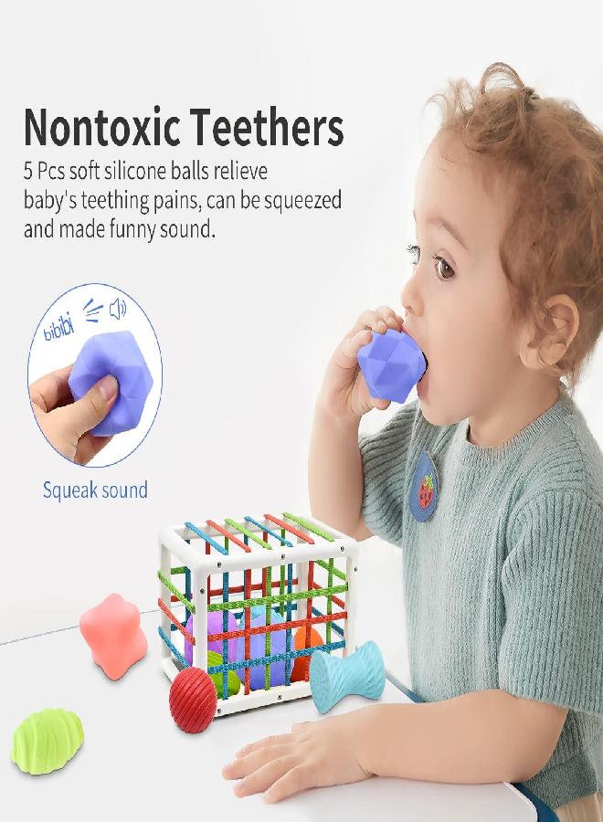 AiTuiTui Baby Sensory Montessori Activity Toys for 1 2 Year Old Boy Girl, Early Learning Develop Shape Sorter Cube with Soft Textured Balls for Infants Toddler Birthday Gifts Christmas Stocking Stuffers - Image 2