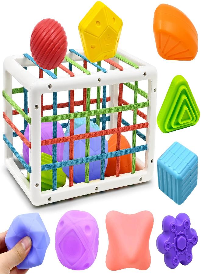 AiTuiTui Baby Sensory Montessori Activity Toys for 1 2 Year Old Boy Girl, Early Learning Develop Shape Sorter Cube with Soft Textured Balls for Infants Toddler Birthday Gifts Christmas Stocking Stuffers - Image 1