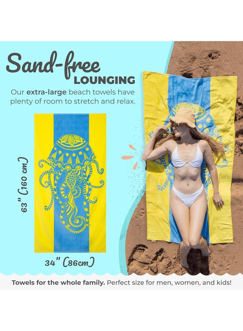 Oversized Beach Towel with A Cute Design, Quick Dry for Beach, Pool, Bath or Picnic Extra Large, XL (160x86 cm) Thick, Portable, Lightweight, High Absorbent for Adults Mens Women - Image 3