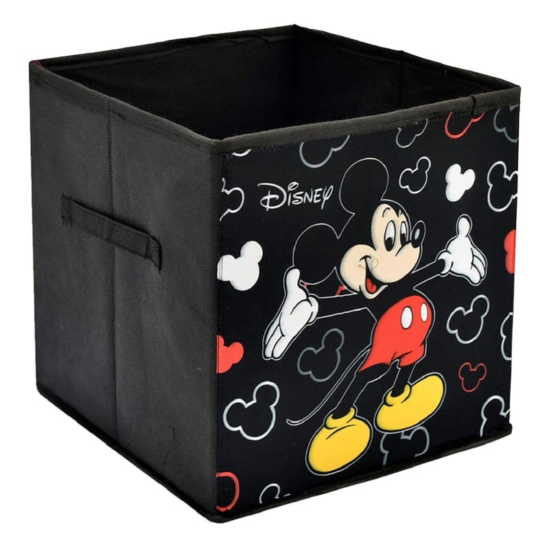 Kuber Industries Foldable Boxes For Storage Multipurpose Storage Organizer For Clothes Wardrobe Closet Home Toys Books Disney Mickey Print Undergarment Organizer Basket Black - Image 1