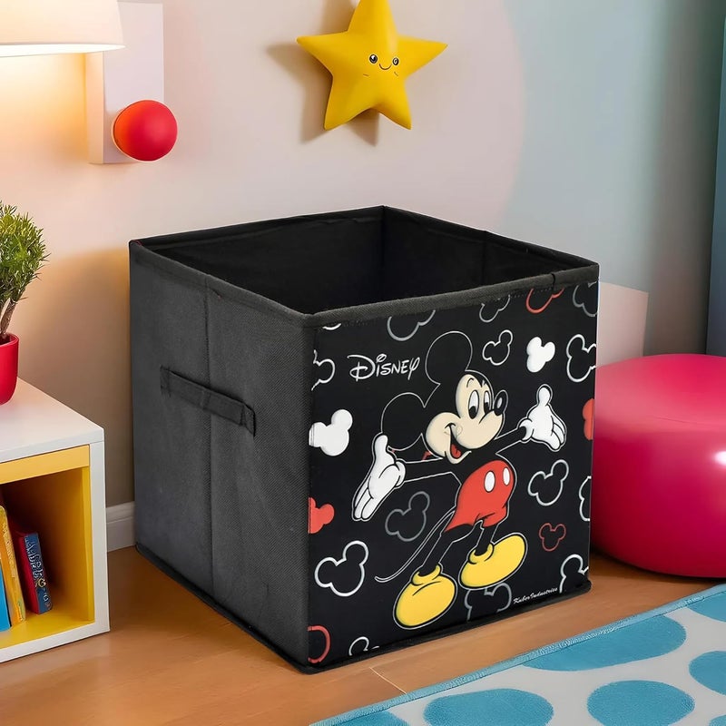 Kuber Industries Foldable Boxes For Storage Multipurpose Storage Organizer For Clothes Wardrobe Closet Home Toys Books Disney Mickey Print Undergarment Organizer Basket Black - Image 2