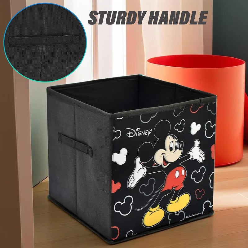 Kuber Industries Foldable Boxes For Storage Multipurpose Storage Organizer For Clothes Wardrobe Closet Home Toys Books Disney Mickey Print Undergarment Organizer Basket Black - Image 5