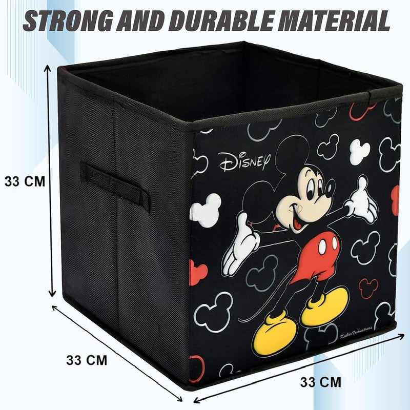 Kuber Industries Foldable Boxes For Storage Multipurpose Storage Organizer For Clothes Wardrobe Closet Home Toys Books Disney Mickey Print Undergarment Organizer Basket Black - Image 3