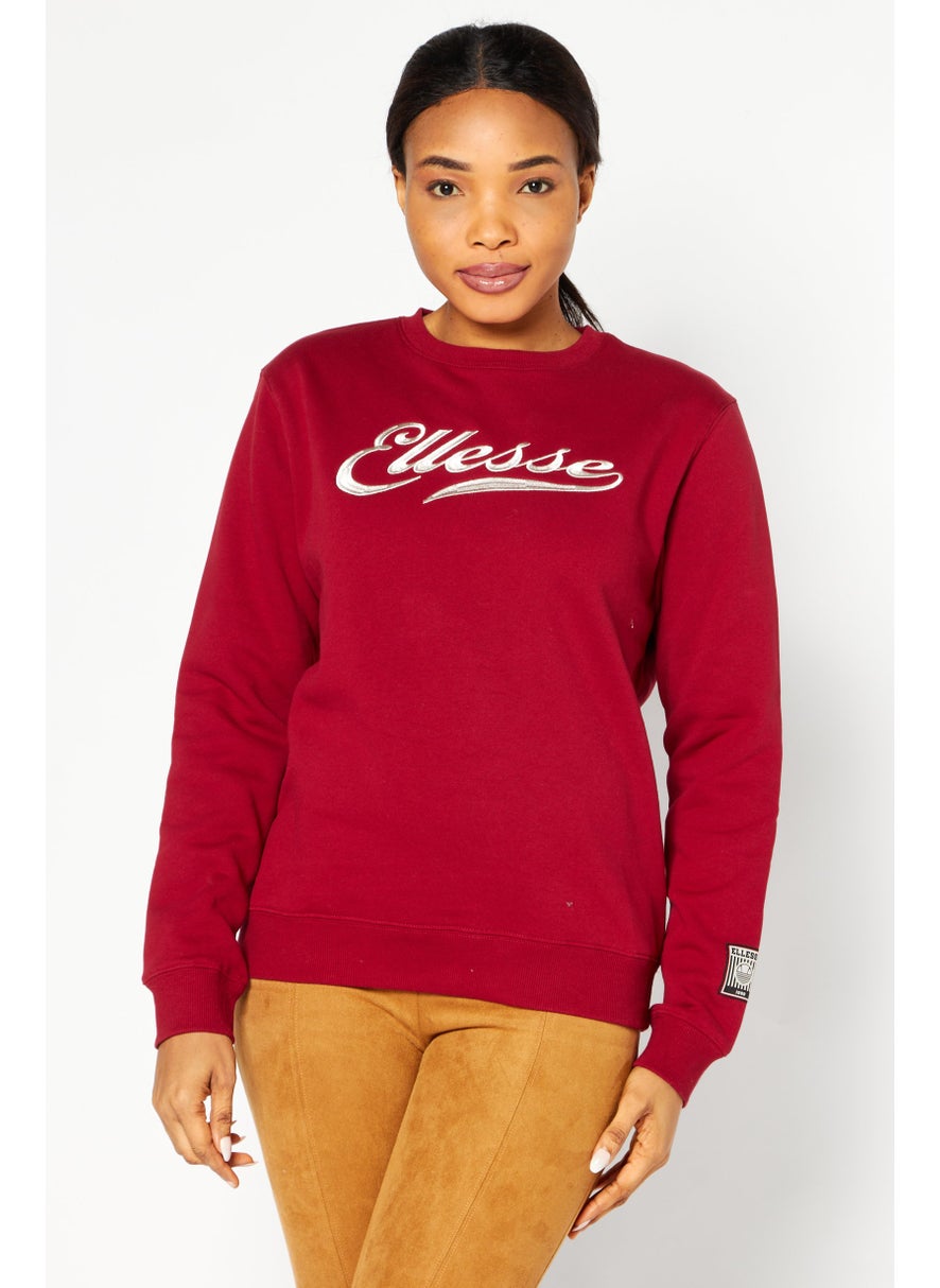 Ellesse - Women Crew Neck Long Sleeve Training Sweatshirt, Red - Image 1
